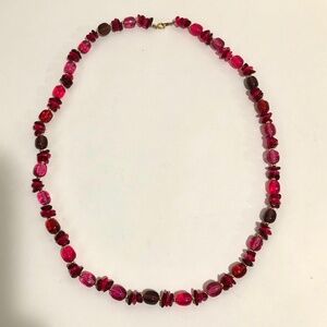 Lucite Jelly Belly Magenta & Ruby Beaded Necklace